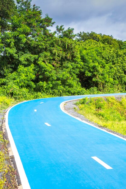 Route de couleur bleue pour vélo