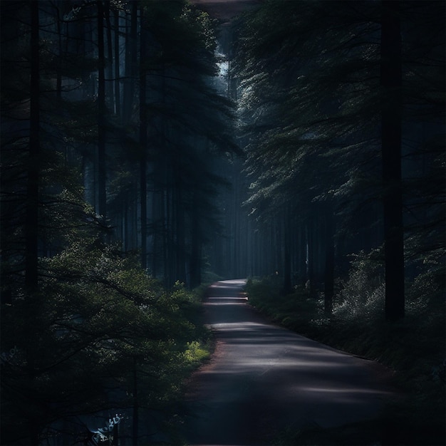 Route dans la forêt sombre