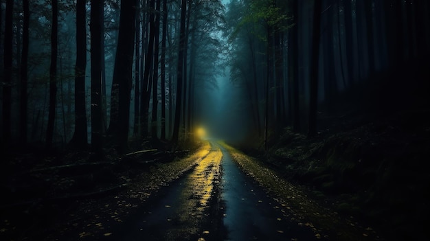 Route dans la forêt sombre