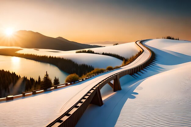 Une route dans la neige par personne