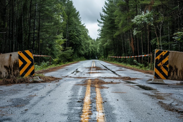 Photo route fermée avertissement pour les conducteurs