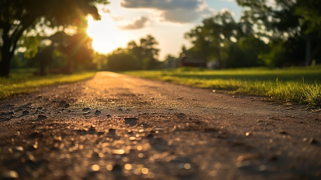 Photo une route de goudron dans un champ