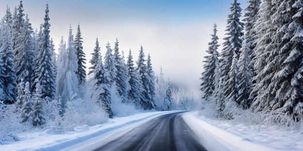 Route d'hiver enneigée