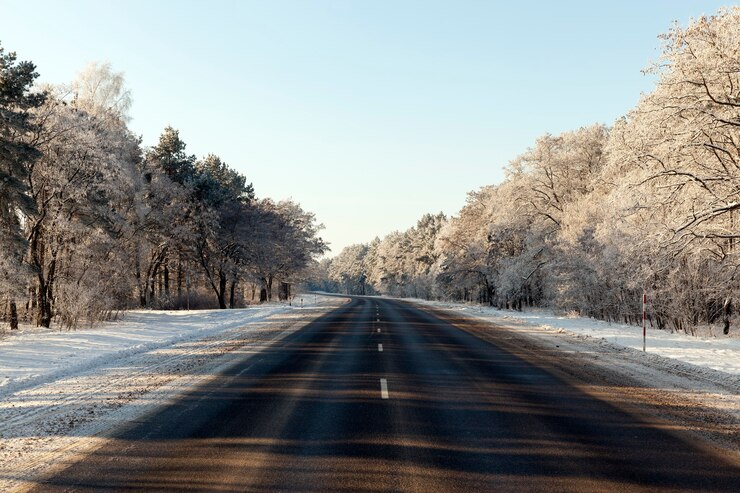 Photo route en hiver