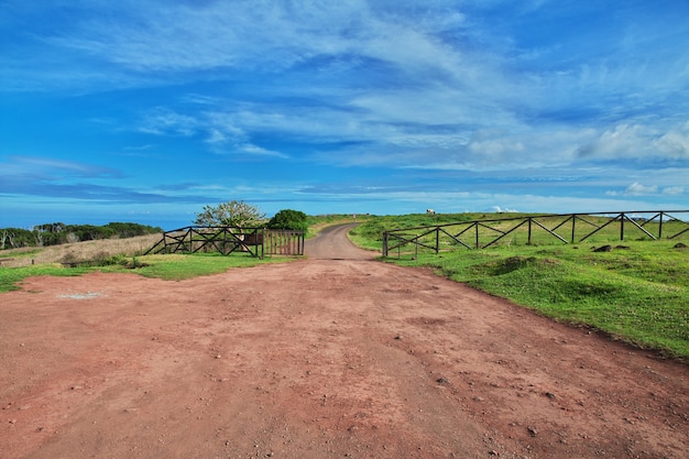 La route sur l'île de Pâques au Chili