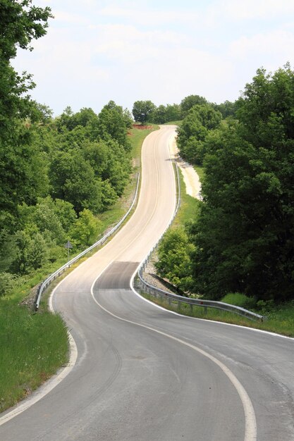 Photo une route menant vers les arbres contre le ciel