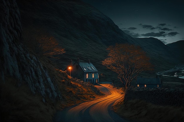 route de montagne dans la nuit