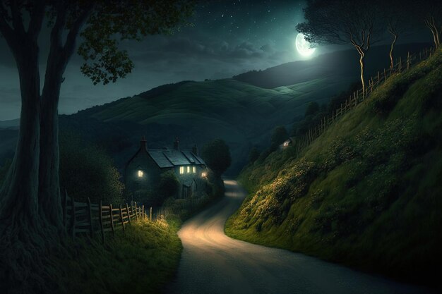 route de montagne dans la nuit