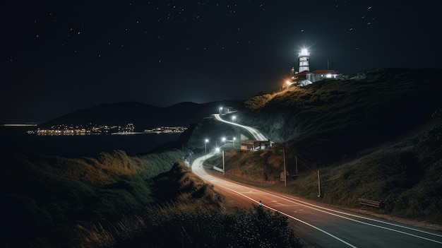 route de montagne de nuit