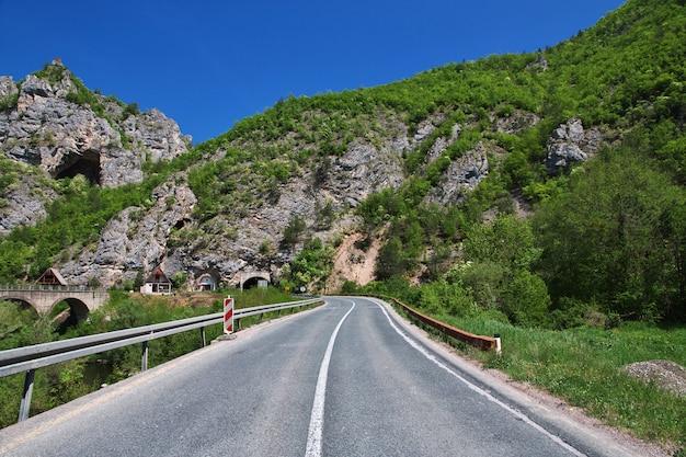 La route sur les montagnes verdoyantes de Bosnie-Herzégovine