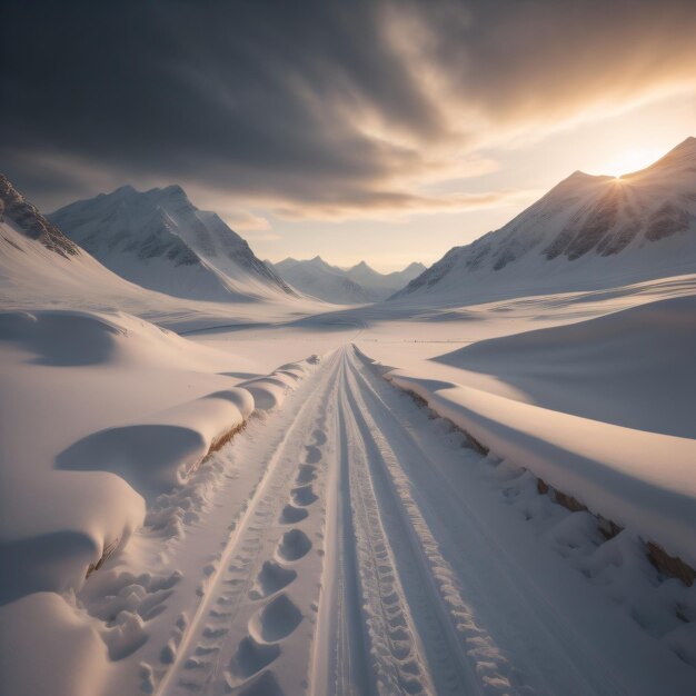 Photo route de neige beau paysage