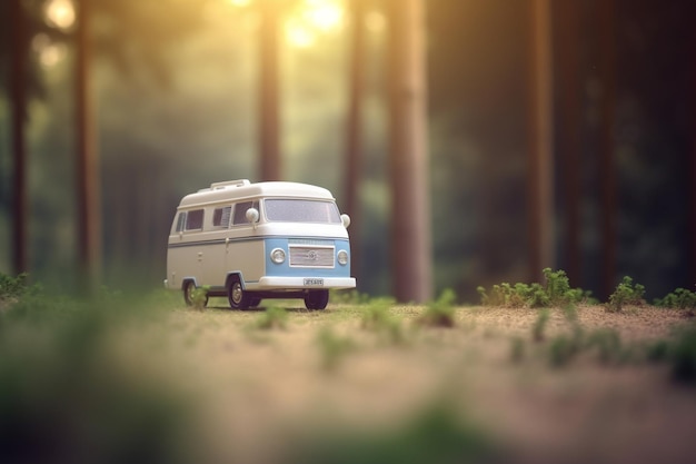 Sur la route avec notre camping-car un voyage ensoleillé à travers les forêts vertes