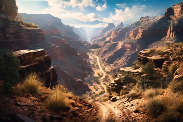 Une route panoramique dans le canyon avec des arrêts sur des points de vue panoramiques et des sentiers de randonnée