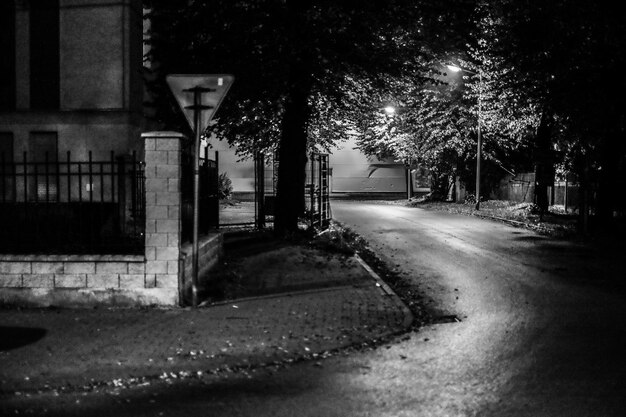 Photo la route par les arbres la nuit