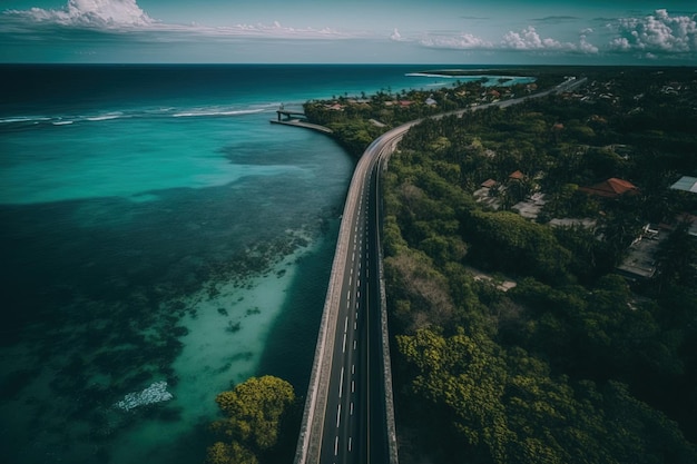 Route à péage à Bali Mandara vue de dessus l'île indonésienne de Bali