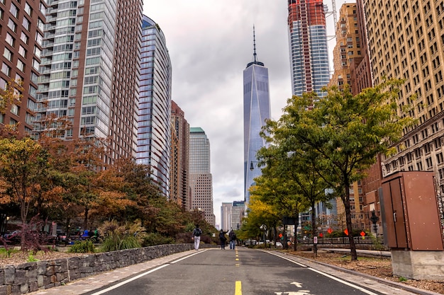 Route à pied dans le centre-ville de Manhattan, New York