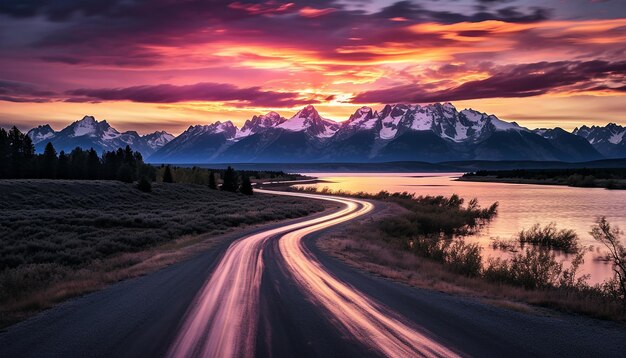 La route de la rivière ouest vers les Grand Tetons