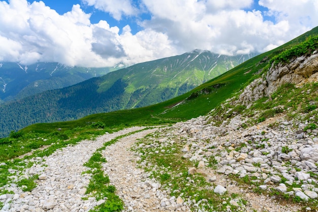 La route rocheuse de pays dans les montagnes tropicales