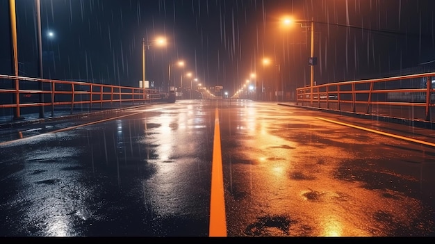 Route ou ruelle de minuit avec des phares de voiture pointés de cette façon