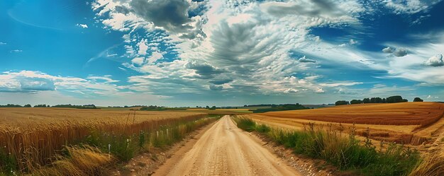 Photo une route de terre avec un ciel nuageux