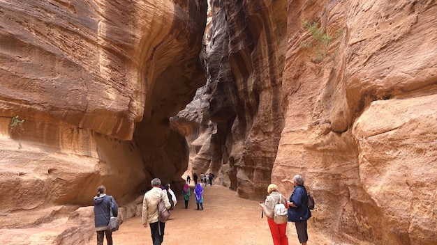 Route touristique à travers la gorge de Petra temple rock nabatéen Jordanie