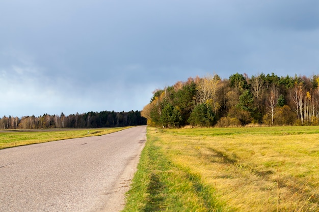 Une route tranquille en automne