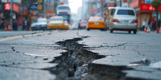 Photo une route avec un trou qui a un panneau qui dit taxi sur elle