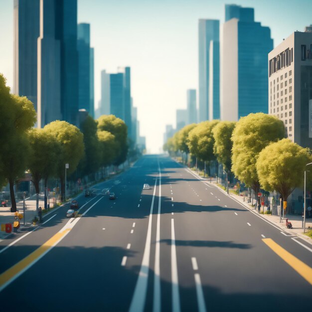 Photo une route de ville vide avec une voiture de sport