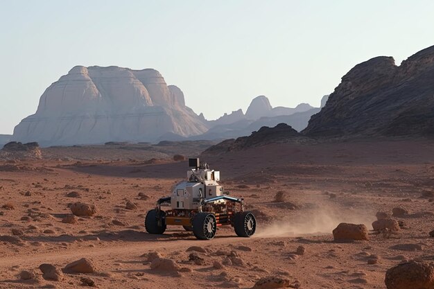 Un rover arctique traversant le désert.