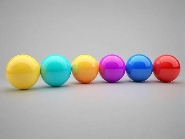 Photo a row of colorful balls with one that says  one  on the bottom