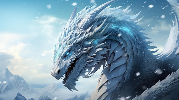 le royaume du dragon de glace illustration d'art numérique IA générative