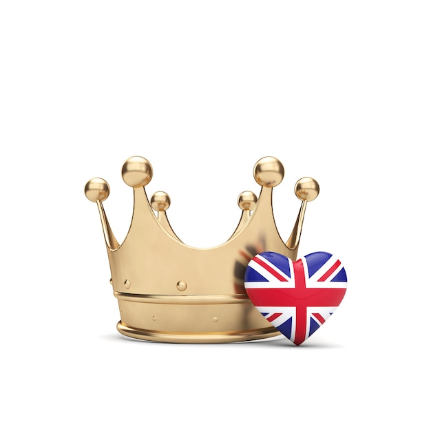 Photo royaume-uni union jack coeur avec une couronne d'or reine jubilé concept d rendu