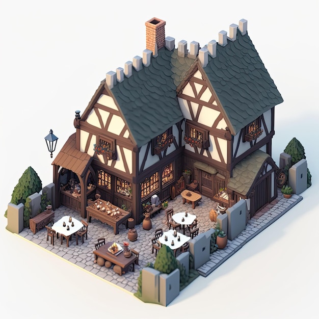 Rpg Tavern Isometric rpg item object for rpg game Generative AI