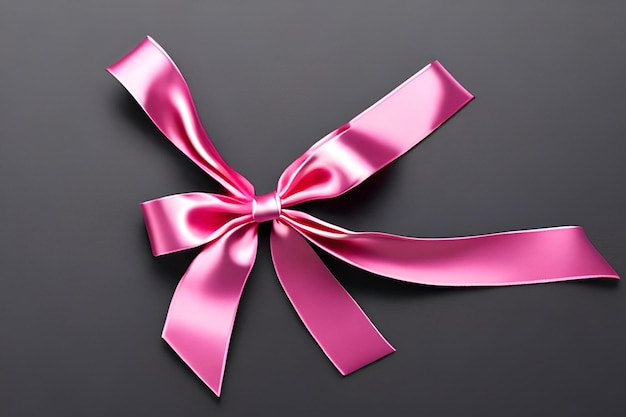 Ruban arc ruban rose vif isolé sur fond transparent vue de dessus copie espace pour carte de voeux cadeau