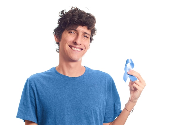 Ruban bleu pour la campagne de sensibilisation pour la journée mondiale contre le cancer de la prostate