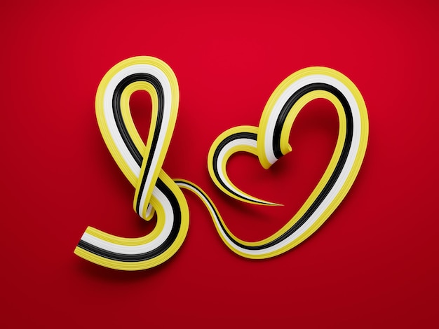 Ruban en forme de coeur du drapeau de Brunei illustration 3d