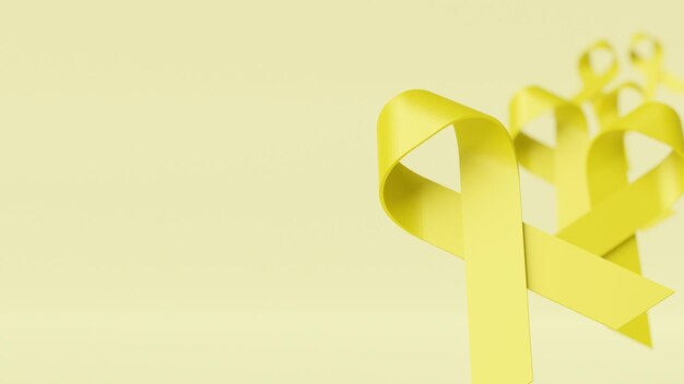 Photo un ruban jaune avec le mot cancer dessus