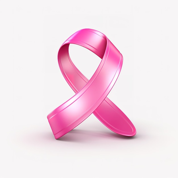Photo un ruban rose croisé en 3d sur un fond blanc cancer du sein