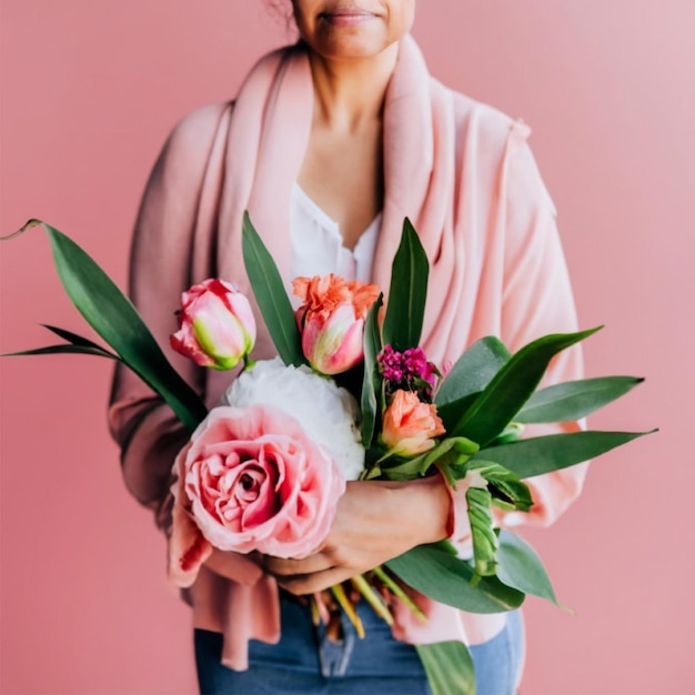 un ruban rose et des fleurs pour femmes