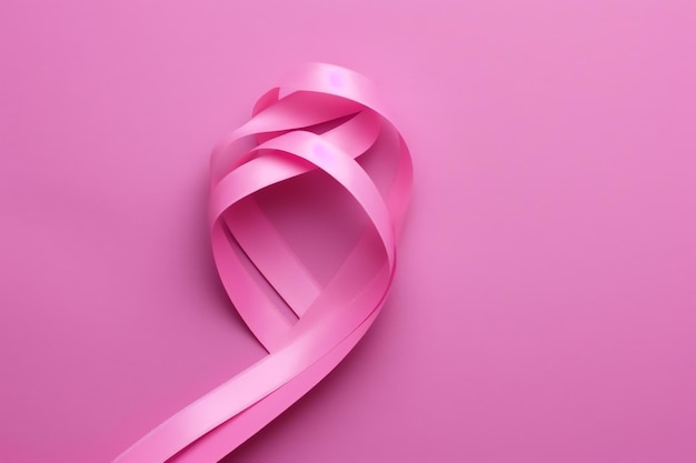 Photo ruban rose ou violet comme symbole de sensibilisation au cancer du sein ou à l'épilepsie et espace de copie journée mondiale contre le cancer