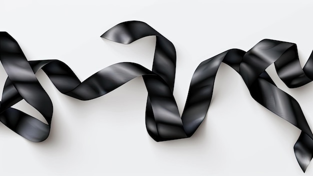 Photo des rubans noirs sur un fond blanc immaculé rendus avec précision dégagant simplicité et sophistication