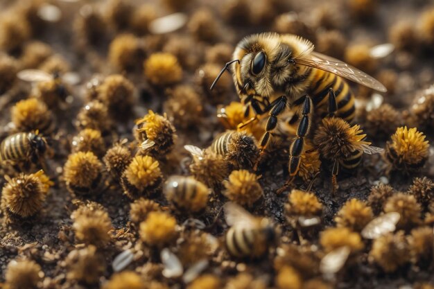 Photo une ruche pleine d'abeilles