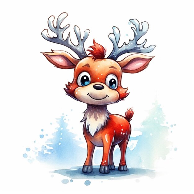 Rudolph le renne se tient devant un fond blanc ai générative