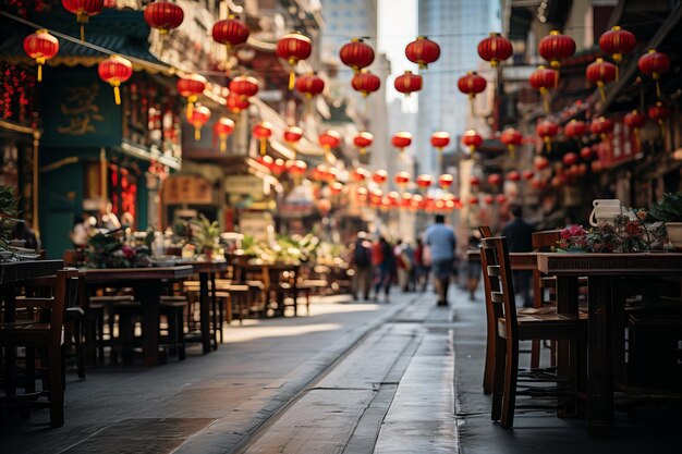 Rue animée de Chinatown avec une IA génératrice de papier