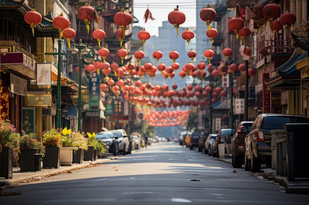 Rue animée de Chinatown avec une IA génératrice de papier