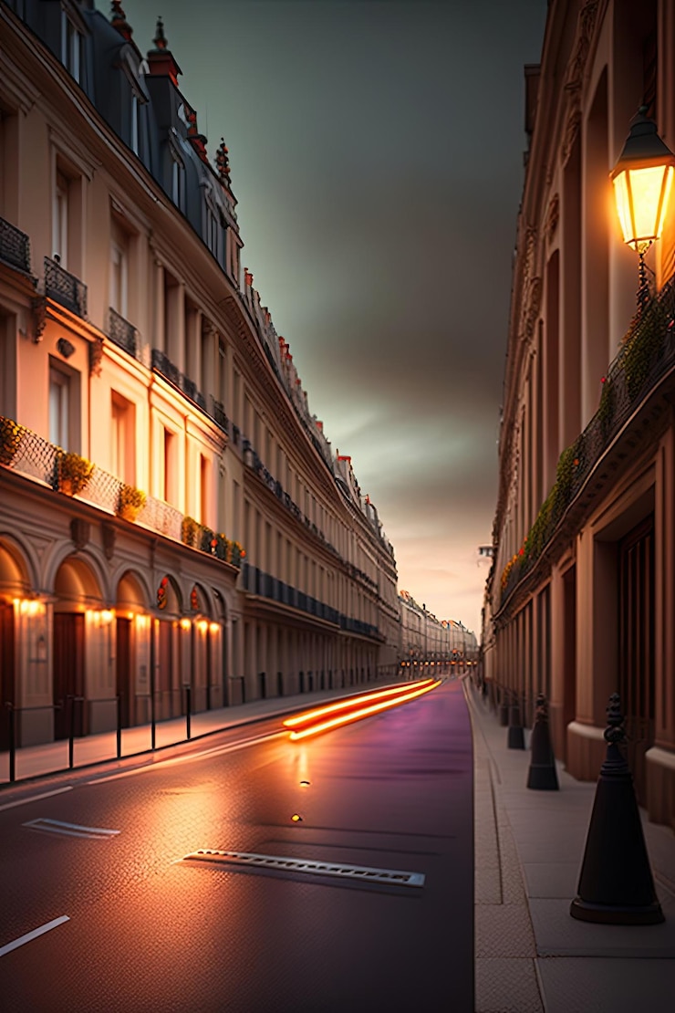 Photo une rue avec des bâtiments de style européen avec un réverbère