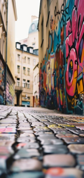 Photo une rue bordée d'art graffiti vibrant et expressif