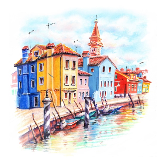 Rue colorée sur Burano Venise Italie