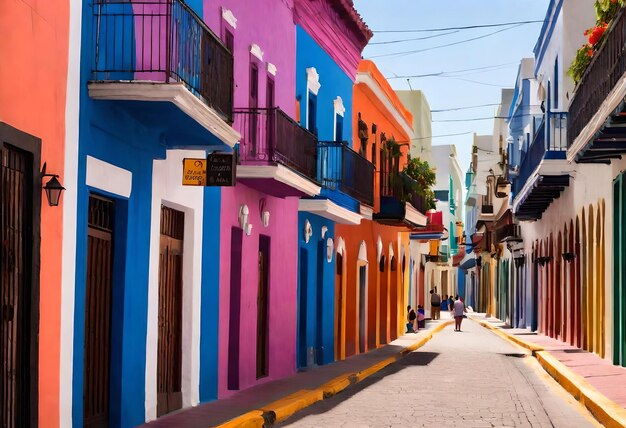 Photo une rue colorée avec un panneau disant qu'il n'y a pas de parking