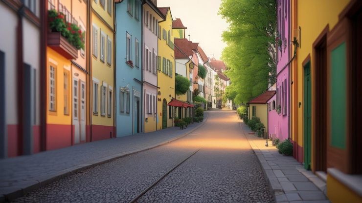 Photo une rue colorée avec un panneau qui dit "le mot maison" dessus